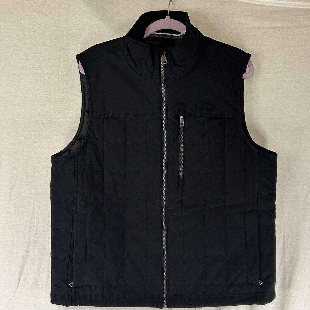 Orvis Mens Large Black Quilted Vest Full Zip